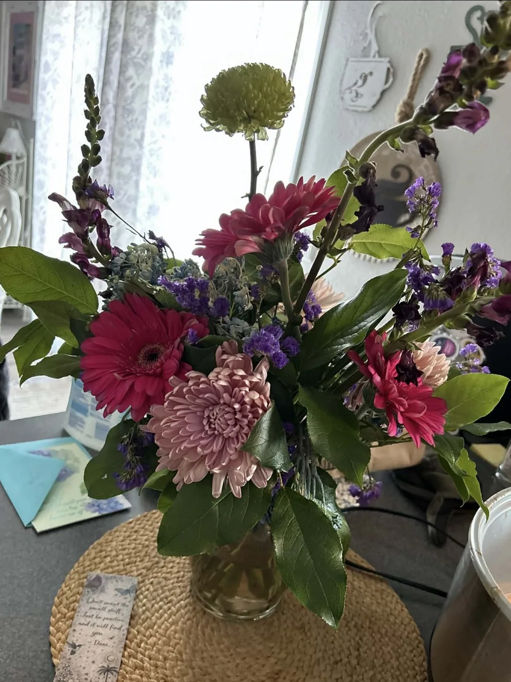 A fresh red and purple arrangement